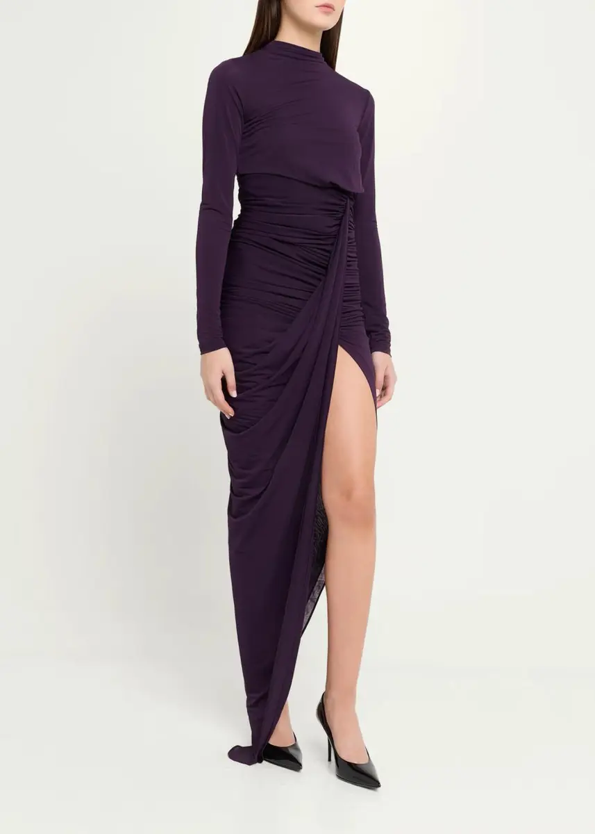 Ronny Kobo Sera Draped Side-Slit Jersey Maxi Dress | Thumbnail 4 Ronny Kobo Sera Draped Side-Slit Jersey Maxi Dress | Thumbnail 4