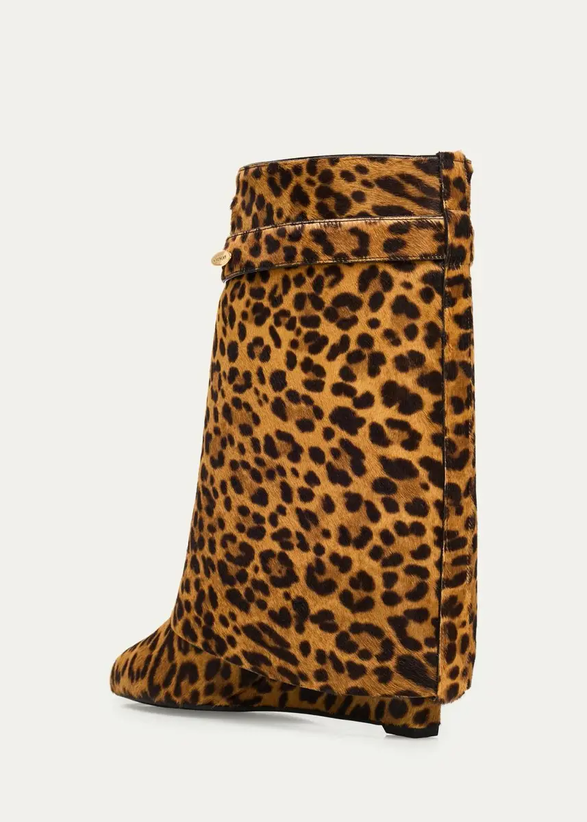 Givenchy 90mm Shark Pinch Leopard Calf Hair Wedge Ankle Boots | Thumbnail 4