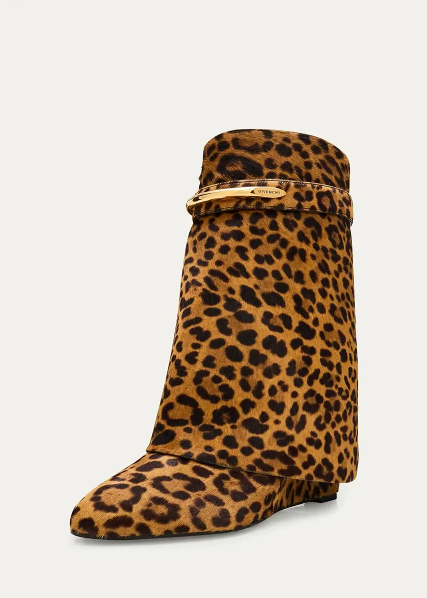 Givenchy 90mm Shark Pinch Leopard Calf Hair Wedge Ankle Boots | Thumbnail 5