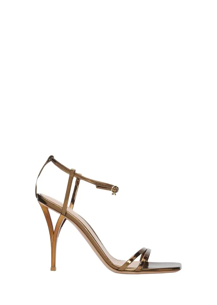 Gianvito Rossi 95mm Metallic Leather Ankle-Strap Sandals