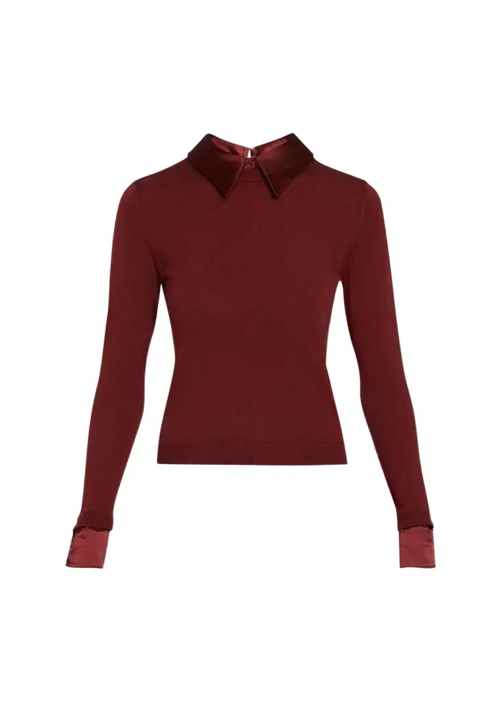 Alice + Olivia Porla Removable-Collar Merino Wool Sweater