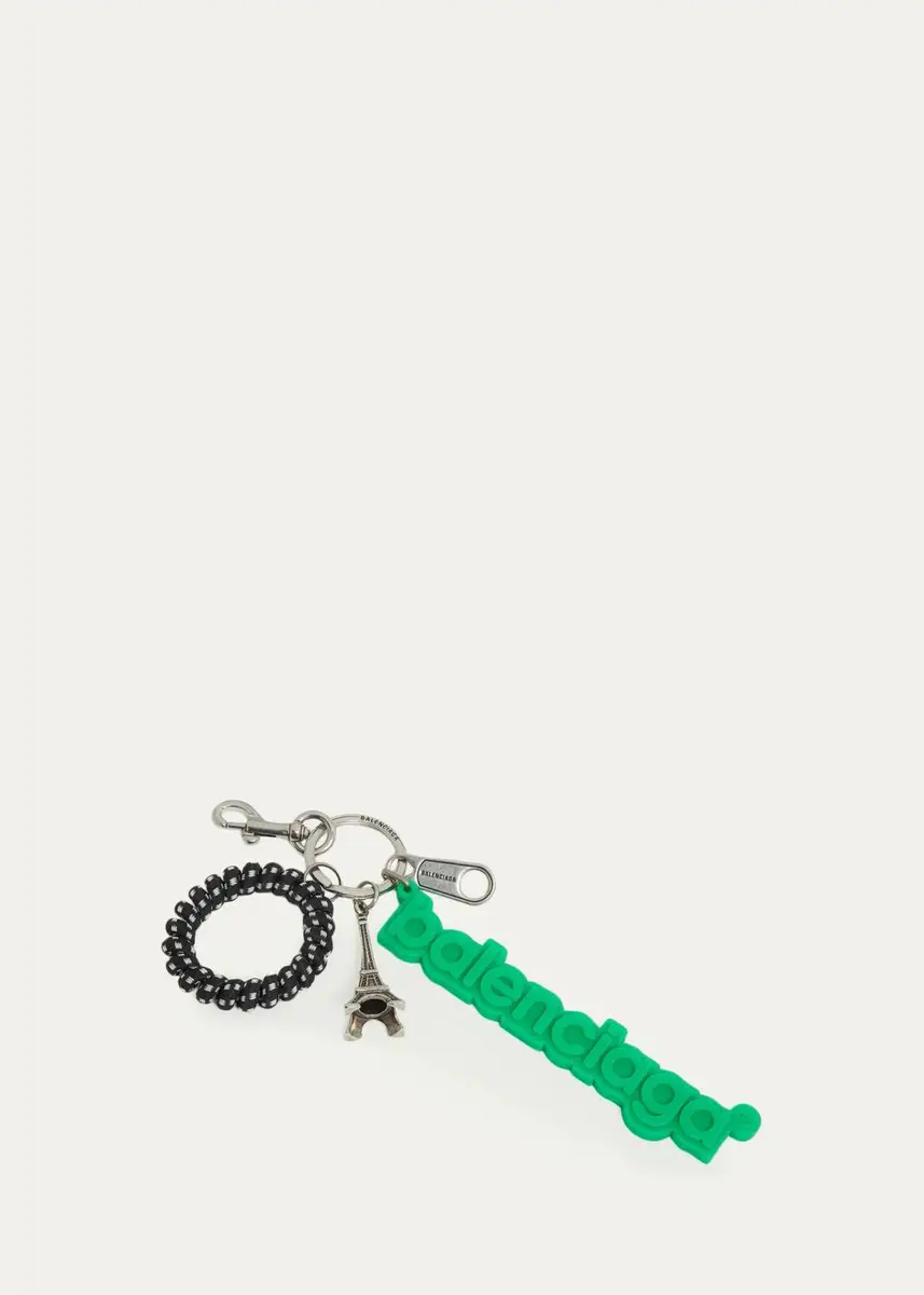 Balenciaga Men's Biker Rubber Logo Keychain Charm | Thumbnail 2 Balenciaga Men's Biker Rubber Logo Keychain Charm | Thumbnail 2