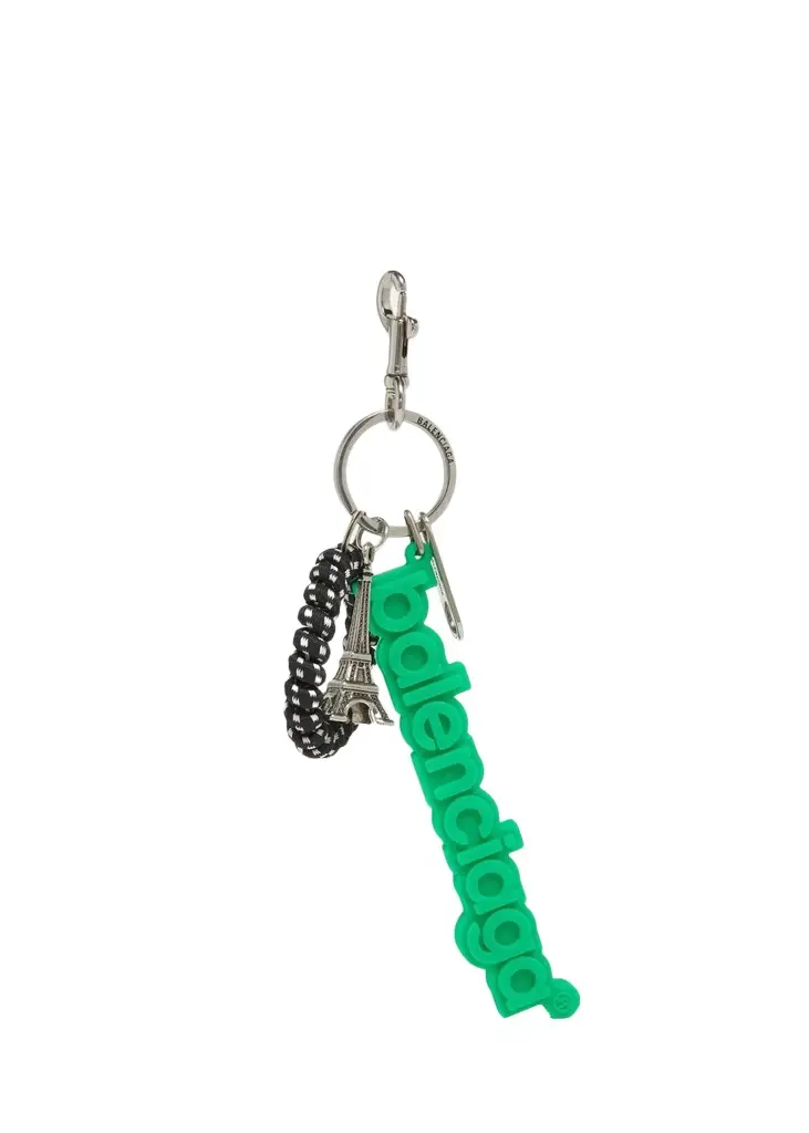 Balenciaga Men's Biker Rubber Logo Keychain Charm