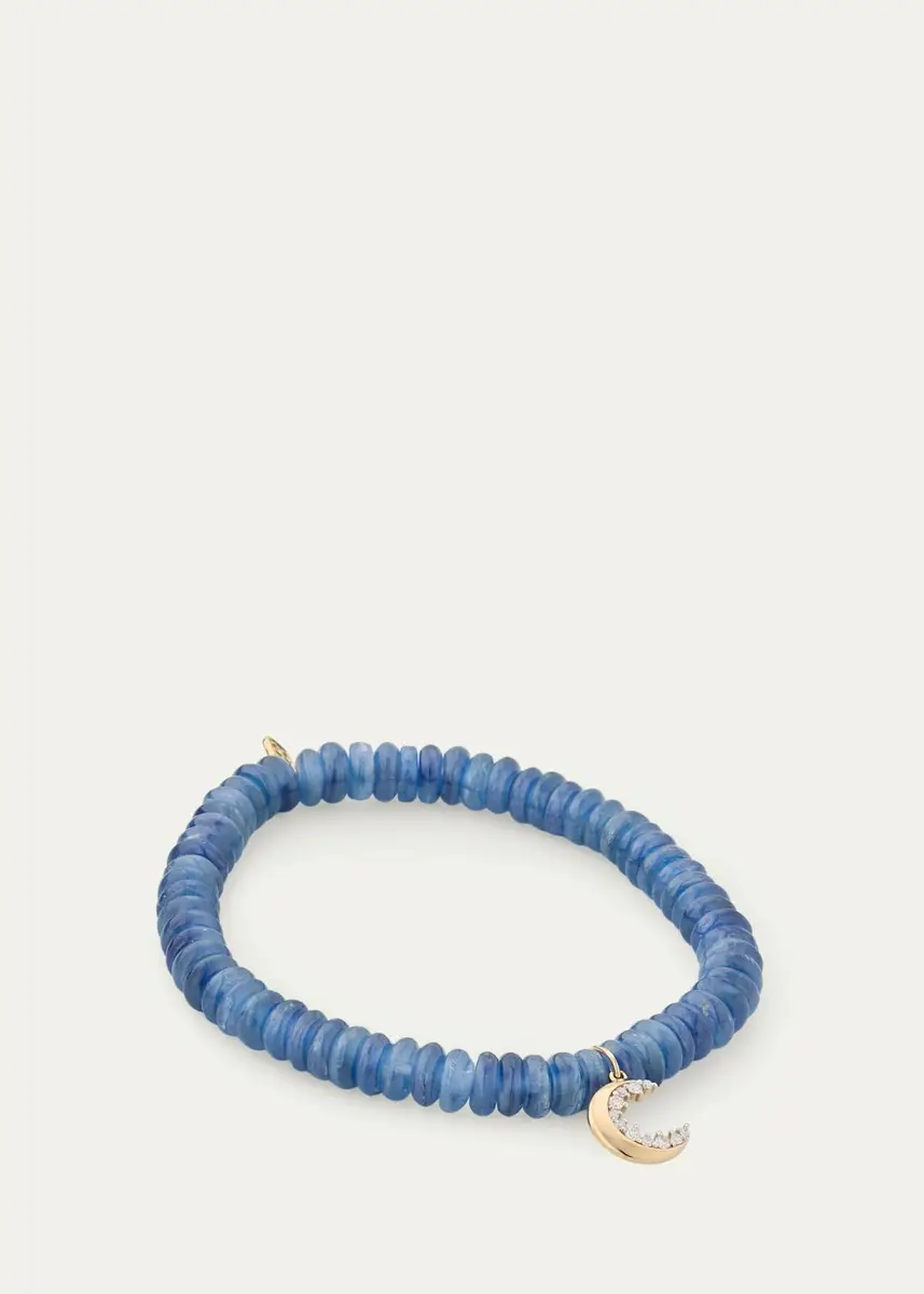 Sydney Evan 14K Small Cocktail Crescent Moon on Kyanite Stretch Bracelet | Thumbnail 2 Sydney Evan 14K Small Cocktail Crescent Moon on Kyanite Stretch Bracelet | Thumbnail 2