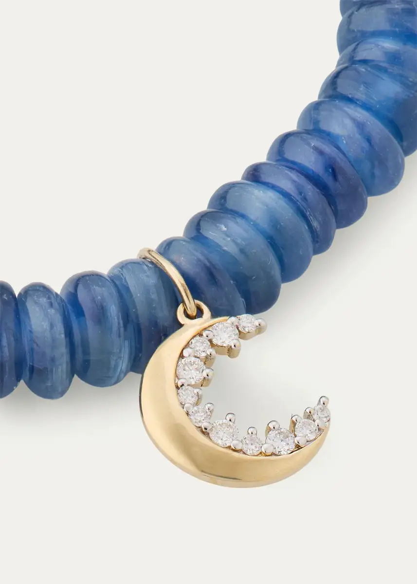 Sydney Evan 14K Small Cocktail Crescent Moon on Kyanite Stretch Bracelet | Thumbnail 3 Sydney Evan 14K Small Cocktail Crescent Moon on Kyanite Stretch Bracelet | Thumbnail 3
