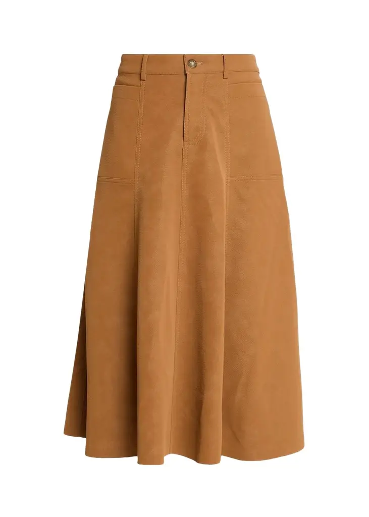 Connor Leather A-Line Midi Skirt