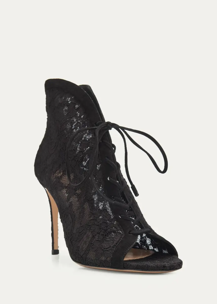 Gianvito Rossi 95mm Floral Lace Booties | Thumbnail 5 Gianvito Rossi 95mm Floral Lace Booties | Thumbnail 5