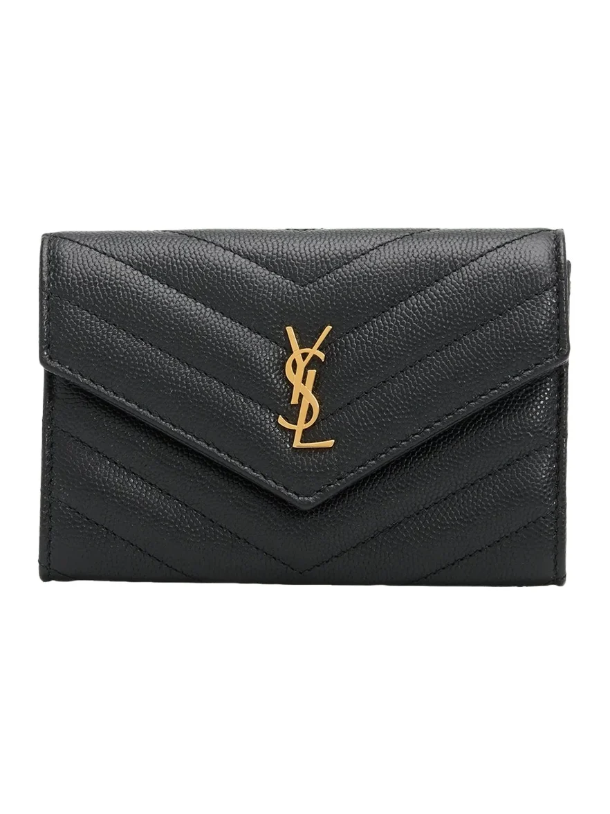 Small Logo Quilted Leather Clutch