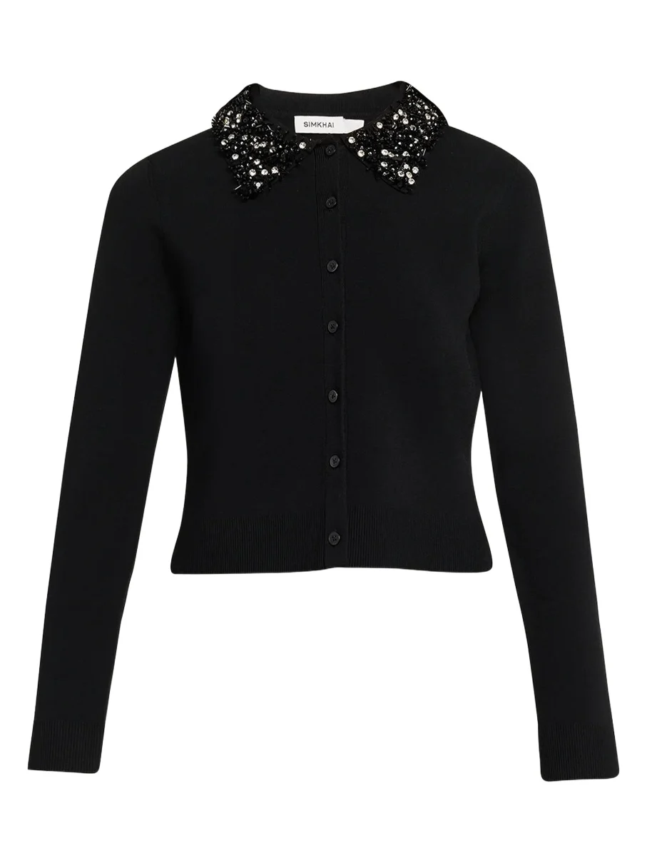 Trae Embellished-Collar Crop Cardigan Trae Embellished-Collar Crop Cardigan
