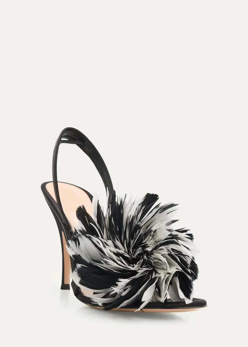 Gianvito Rossi 95mm Pom-Pom Crepe Satin Slingback Sandals | Thumbnail 5 Gianvito Rossi 95mm Pom-Pom Crepe Satin Slingback Sandals | Thumbnail 5