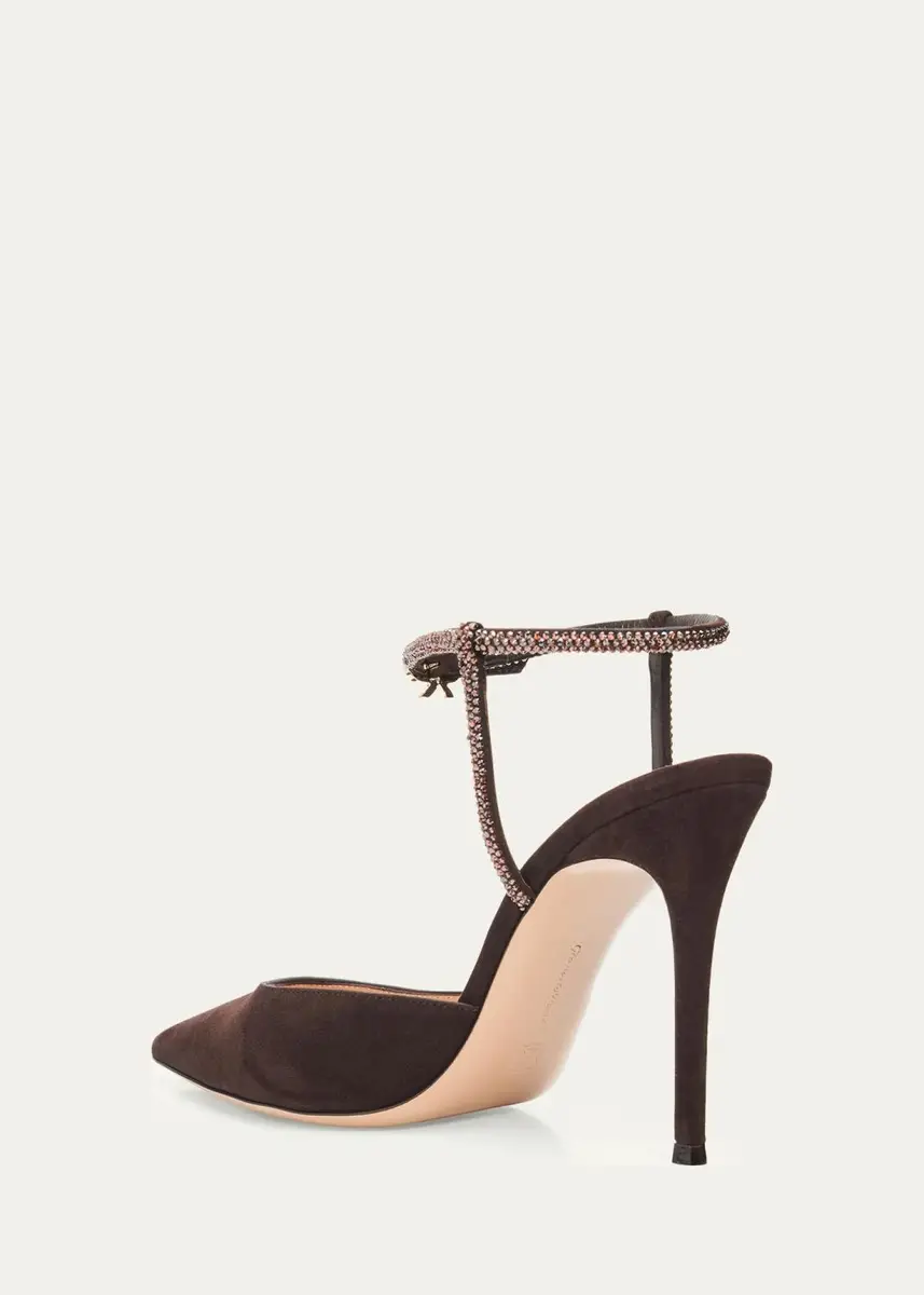 Gianvito Rossi 95mm Suede Crystal-Strap Pumps | Thumbnail 4 Gianvito Rossi 95mm Suede Crystal-Strap Pumps | Thumbnail 4