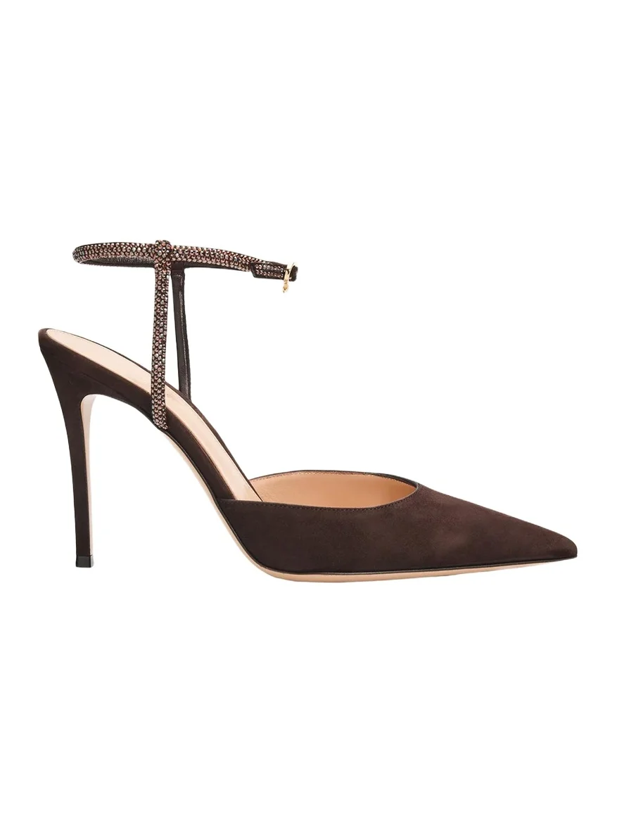 Gianvito Rossi 95mm Suede Crystal-Strap Pumps