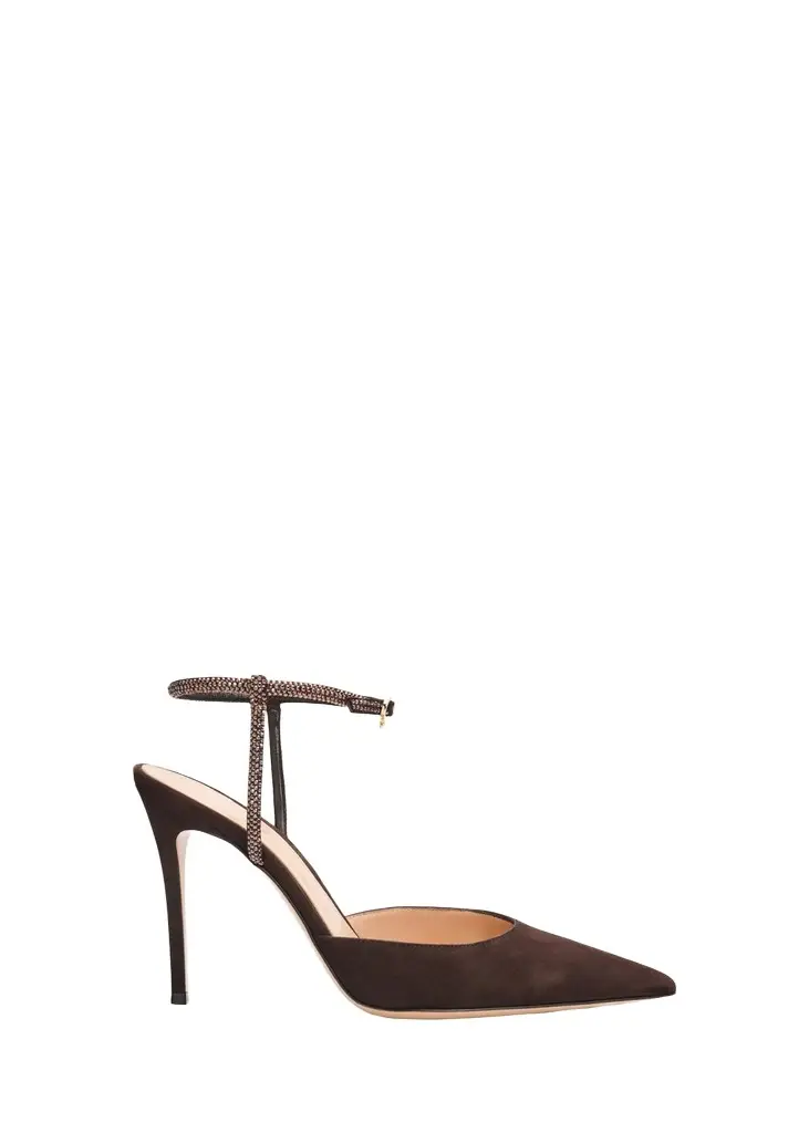 Gianvito Rossi 95mm Suede Crystal-Strap Pumps