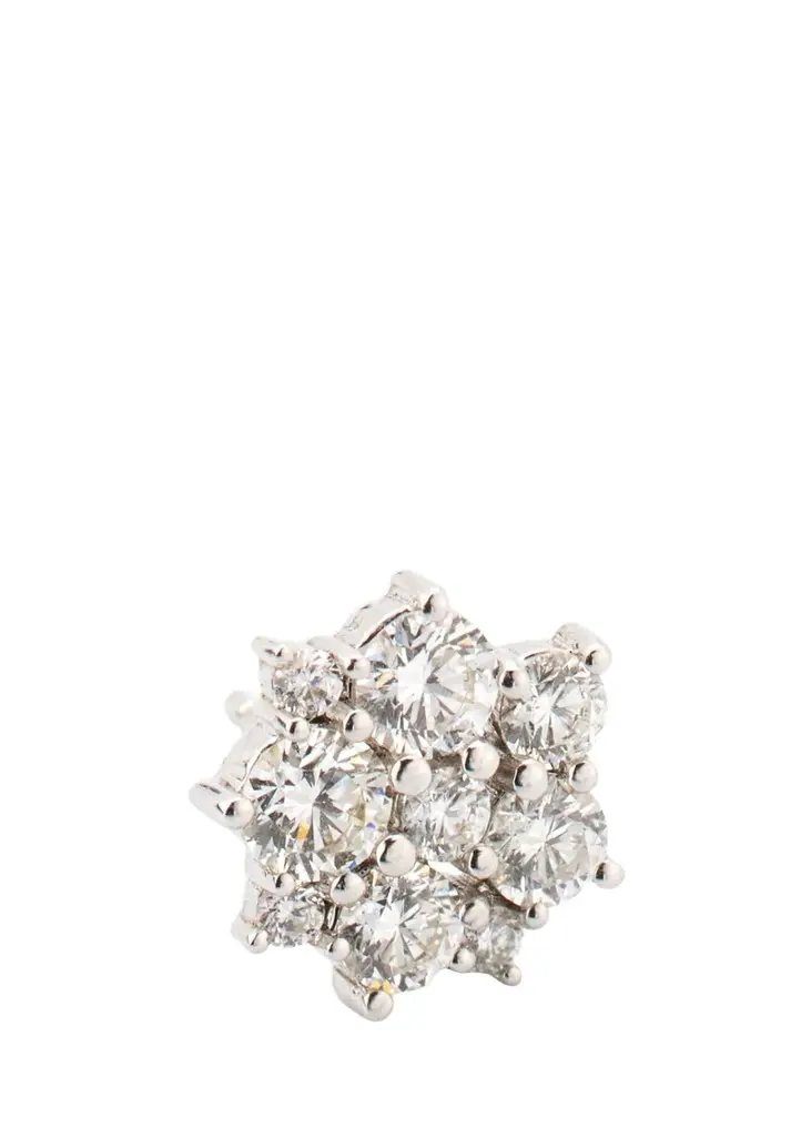 14K White Gold Cocktail Diamond Stud Earring, Single