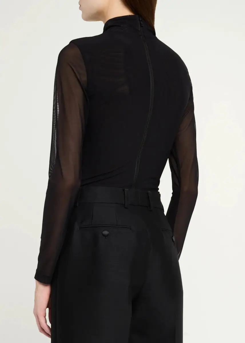 Alice + Olivia Clarinda Long-Sleeve Mesh Turtleneck Bodysuit | Thumbnail 3