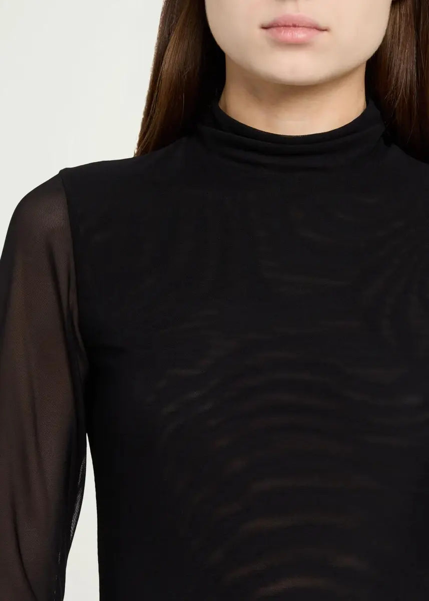 Alice + Olivia Clarinda Long-Sleeve Mesh Turtleneck Bodysuit | Thumbnail 5