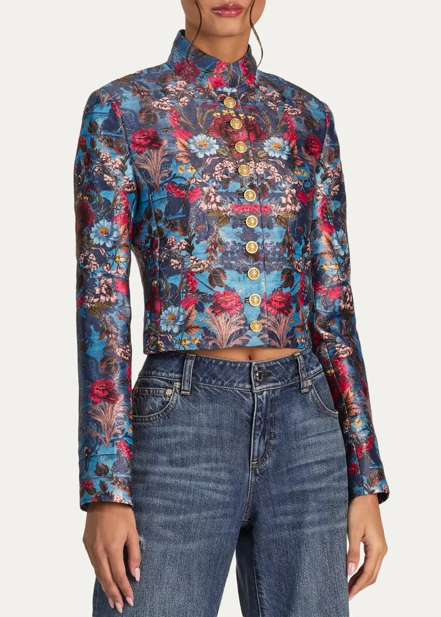 Alice + Olivia Emerson Floral Jacquard Military Jacket | Thumbnail 4