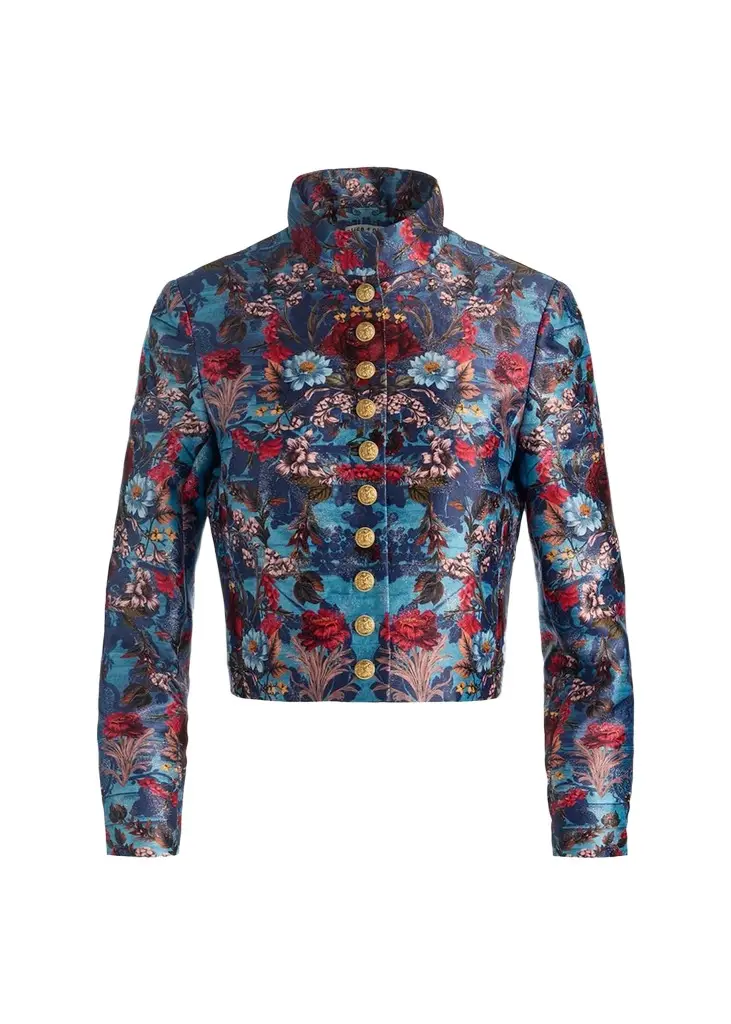 Alice + Olivia Emerson Floral Jacquard Military Jacket