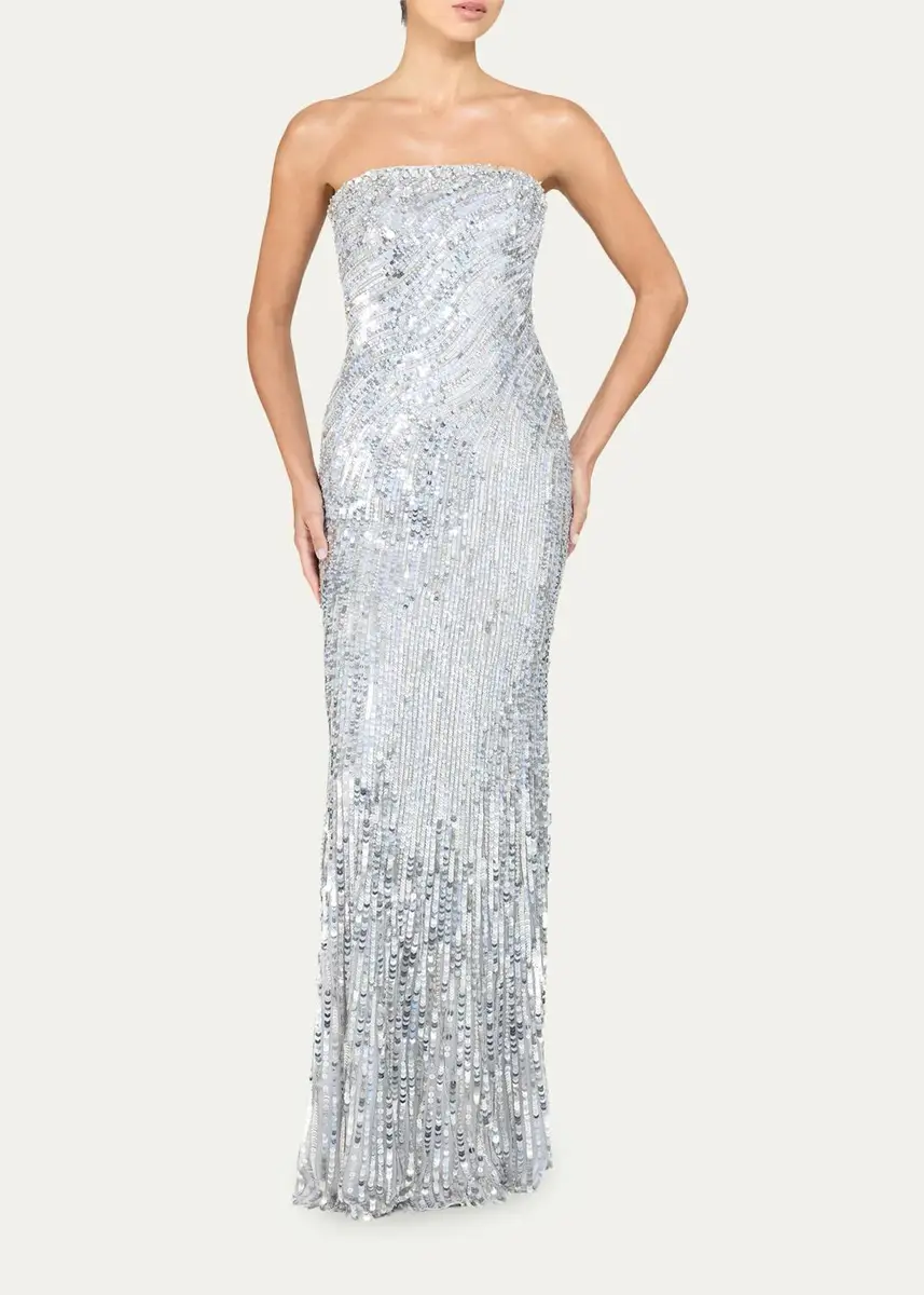 Jenny Packham Helix Sequined Strapless Gown | Thumbnail 2 Jenny Packham Helix Sequined Strapless Gown | Thumbnail 2