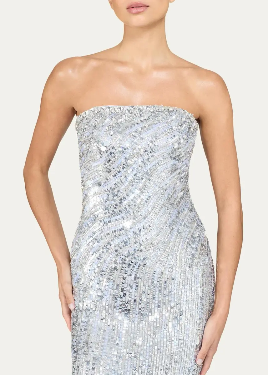 Jenny Packham Helix Sequined Strapless Gown | Thumbnail 4 Jenny Packham Helix Sequined Strapless Gown | Thumbnail 4