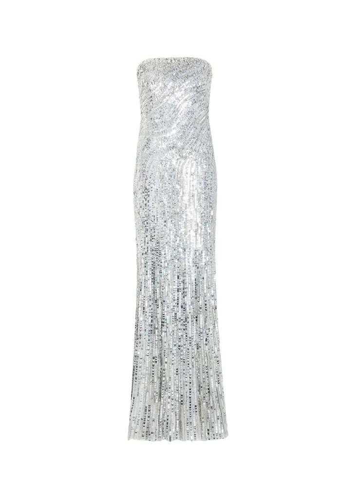 Jenny Packham Helix Sequined Strapless Gown
