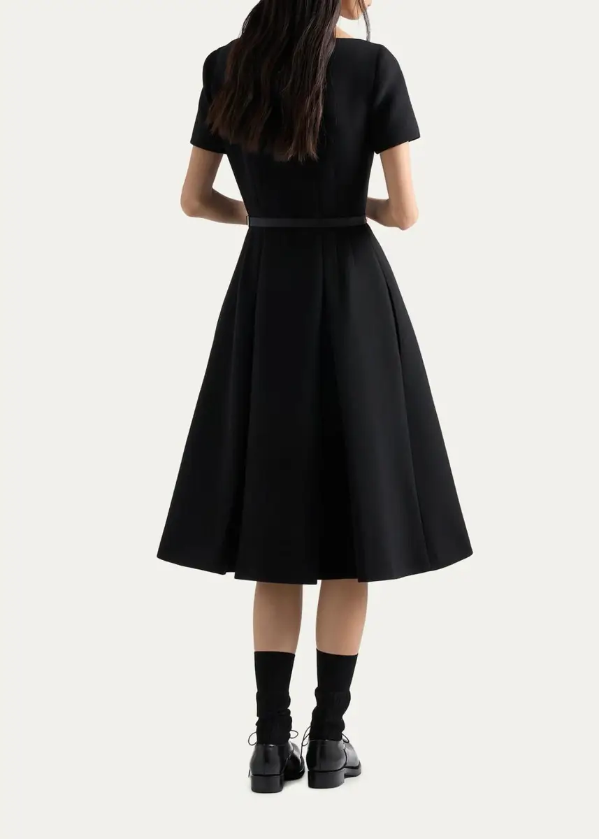 Prada Abiti Wool A-Line Midi Dress | Thumbnail 3 Prada Abiti Wool A-Line Midi Dress | Thumbnail 3