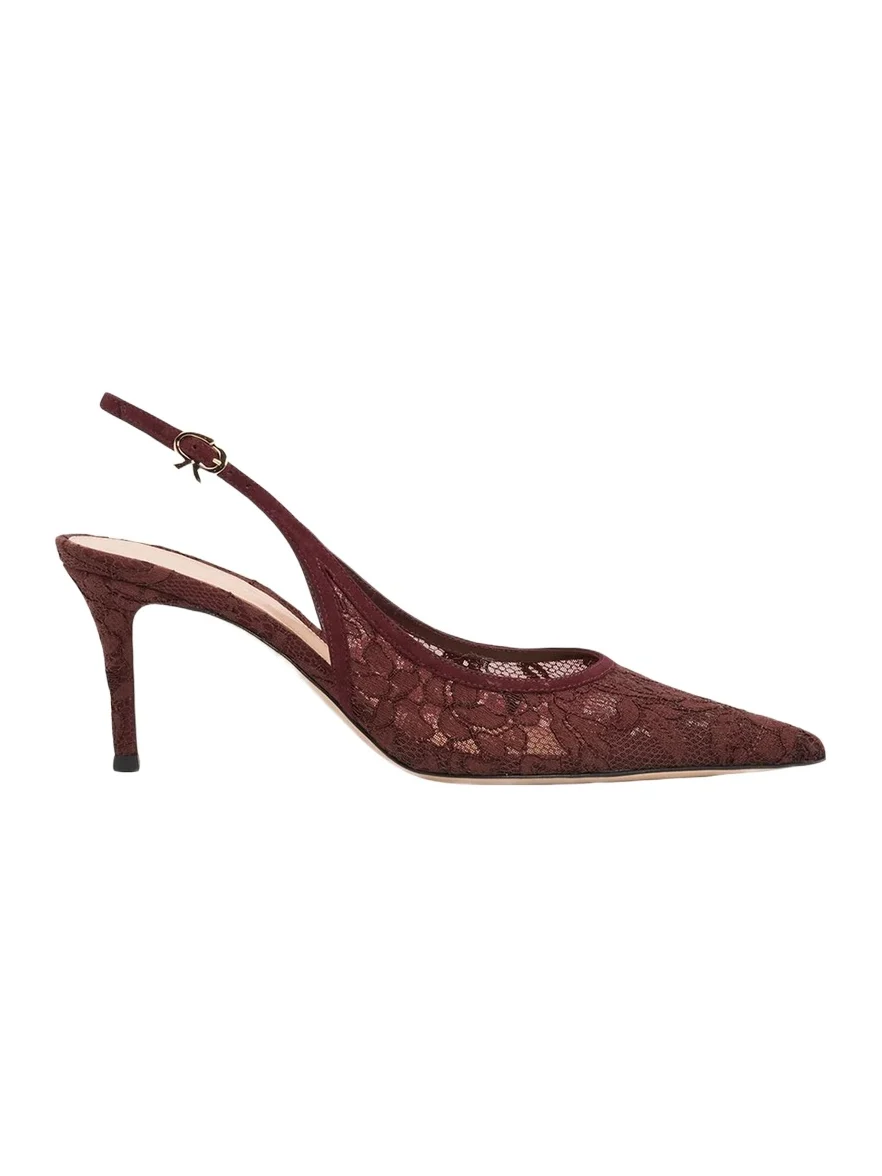 Gianvito Rossi 70mm Floral Lace Slingback Pumps