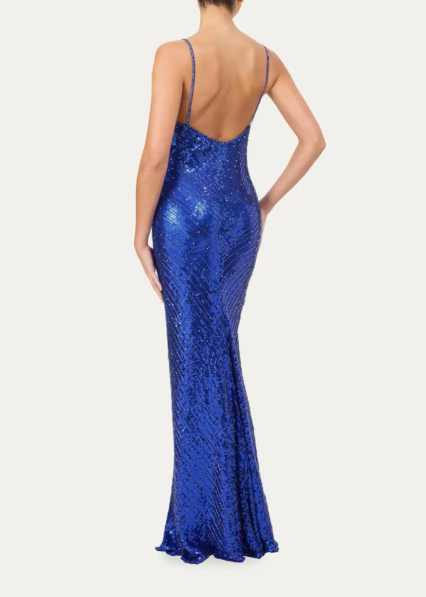 Jenny Packham Ariel Sleeveless Cowl-Neck Sequined Gown | Thumbnail 3 Jenny Packham Ariel Sleeveless Cowl-Neck Sequined Gown | Thumbnail 3
