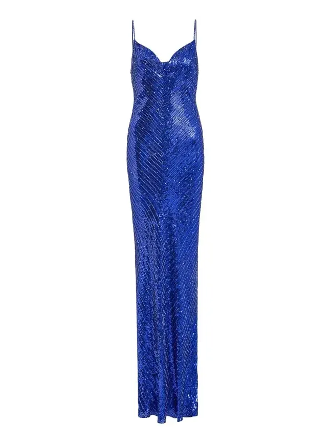 Ariel Sleeveless Cowl-Neck Sequined Gown Ariel Sleeveless Cowl-Neck Sequined Gown