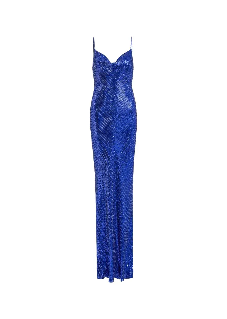 Ariel Sleeveless Cowl-Neck Sequined Gown Ariel Sleeveless Cowl-Neck Sequined Gown