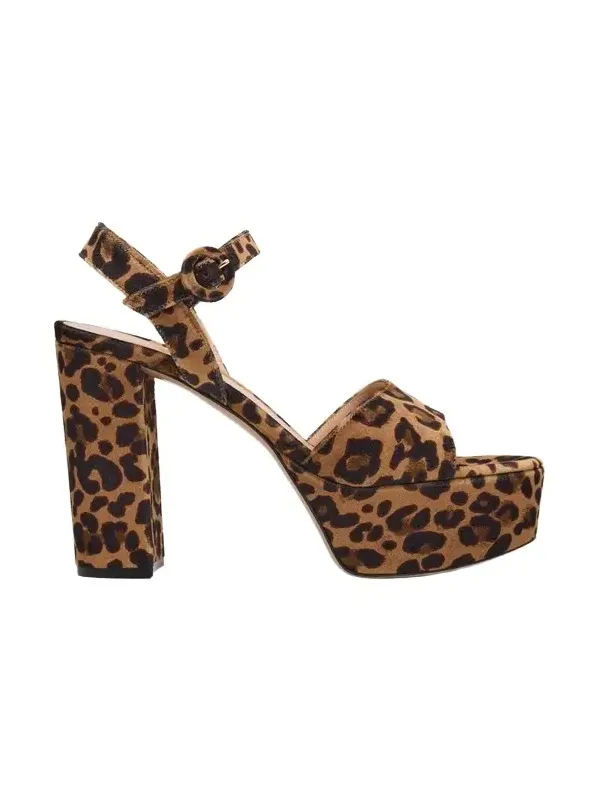 70mm Leopard Velvet Platform Sandals 70mm Leopard Velvet Platform Sandals