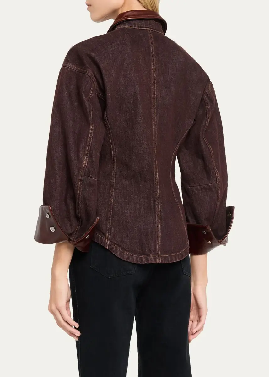 RÙADH The Lennox Leather-Collar Denim Jacket | Thumbnail 3 RÙADH The Lennox Leather-Collar Denim Jacket | Thumbnail 3