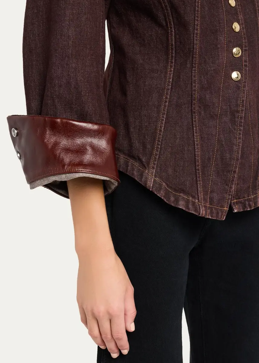 RÙADH The Lennox Leather-Collar Denim Jacket | Thumbnail 5 RÙADH The Lennox Leather-Collar Denim Jacket | Thumbnail 5