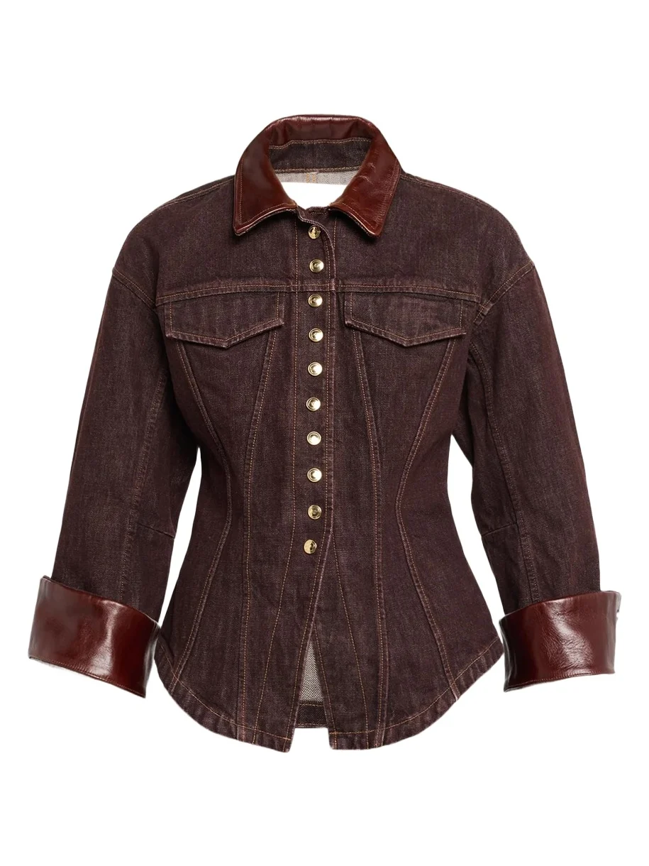 RÙADH The Lennox Leather-Collar Denim Jacket