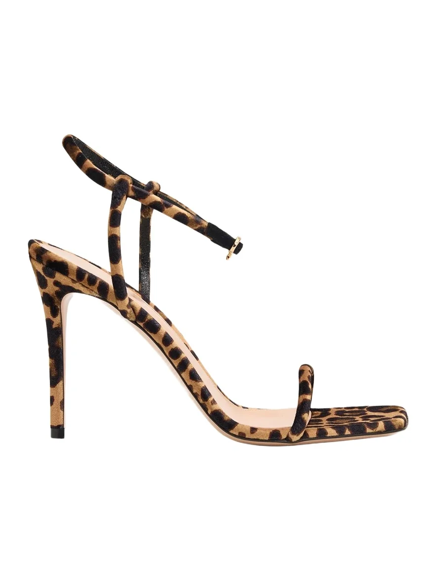 Gianvito Rossi 95mm Leopard-Printed Suede Ankle-Strap Sandals