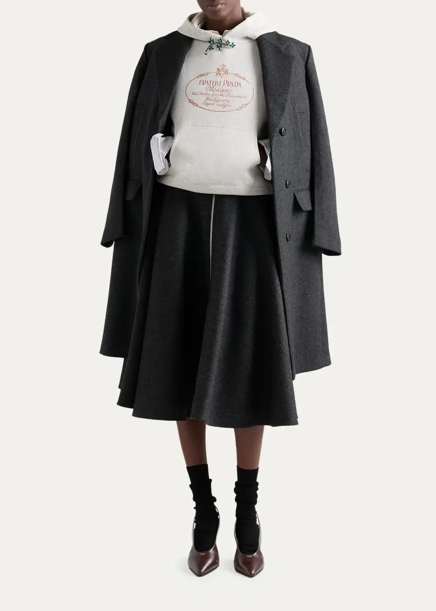 Prada Wool A-Line Midi Skirt | Thumbnail 2 Prada Wool A-Line Midi Skirt | Thumbnail 2