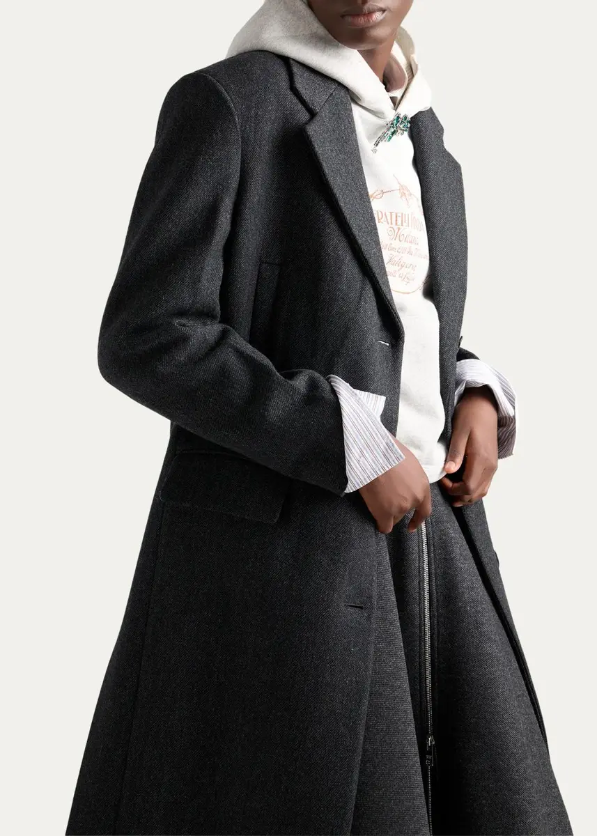 Prada Wool A-Line Midi Skirt | Thumbnail 4 Prada Wool A-Line Midi Skirt | Thumbnail 4