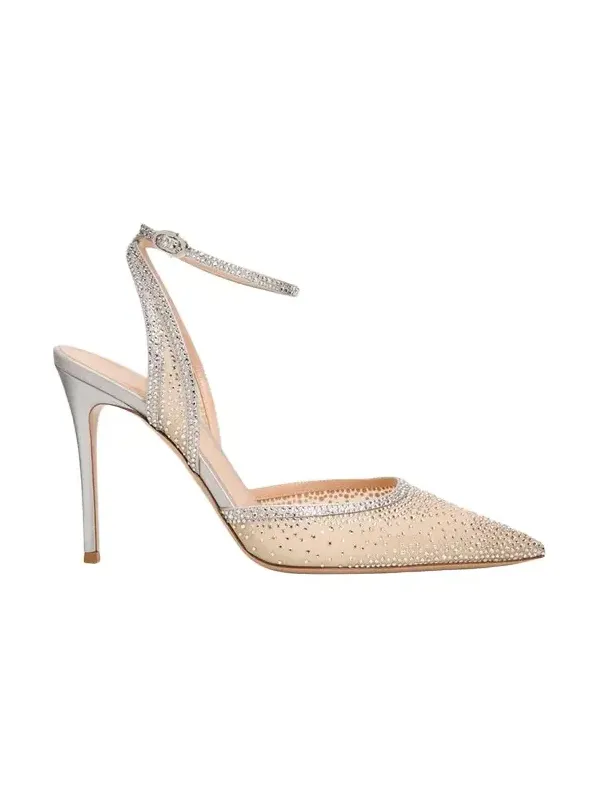 95mm Crystal Organza Ankle-Strap Pumps 95mm Crystal Organza Ankle-Strap Pumps