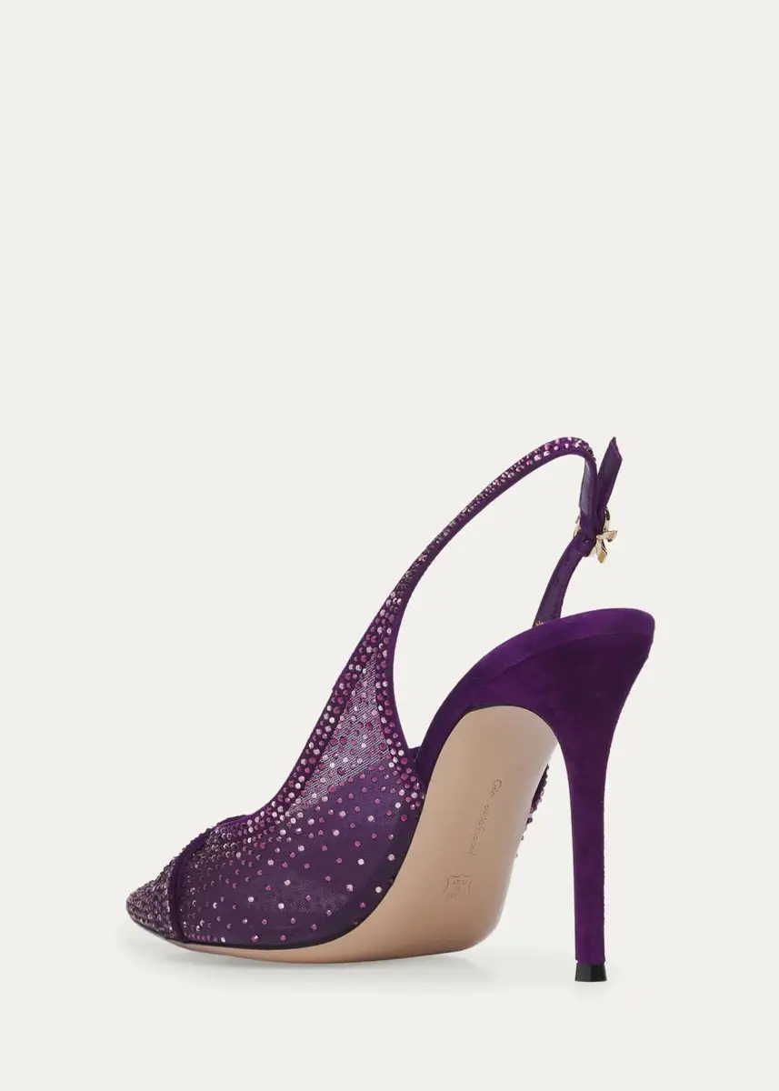 Gianvito Rossi 95mm Embellished Organza Slingback Pumps | Thumbnail 4 Gianvito Rossi 95mm Embellished Organza Slingback Pumps | Thumbnail 4