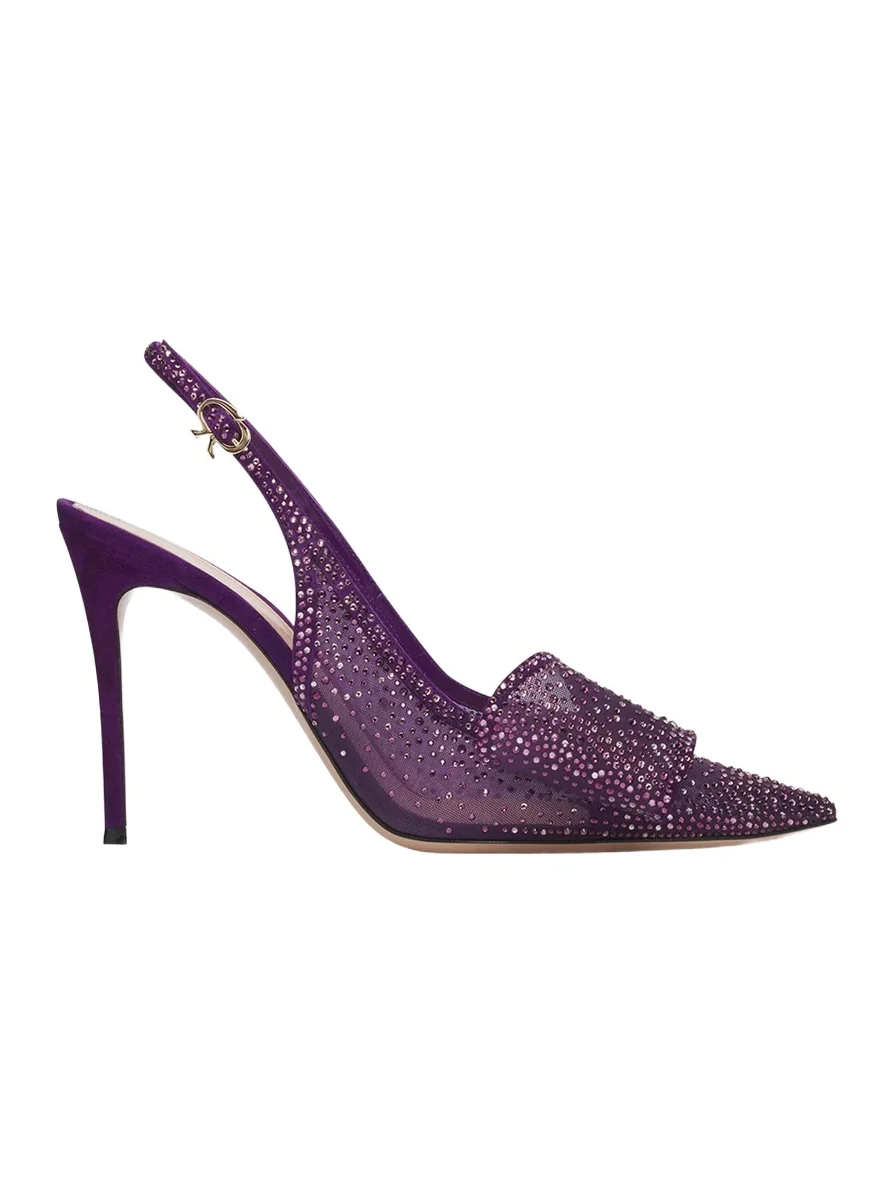 Gianvito Rossi 95mm Embellished Organza Slingback Pumps