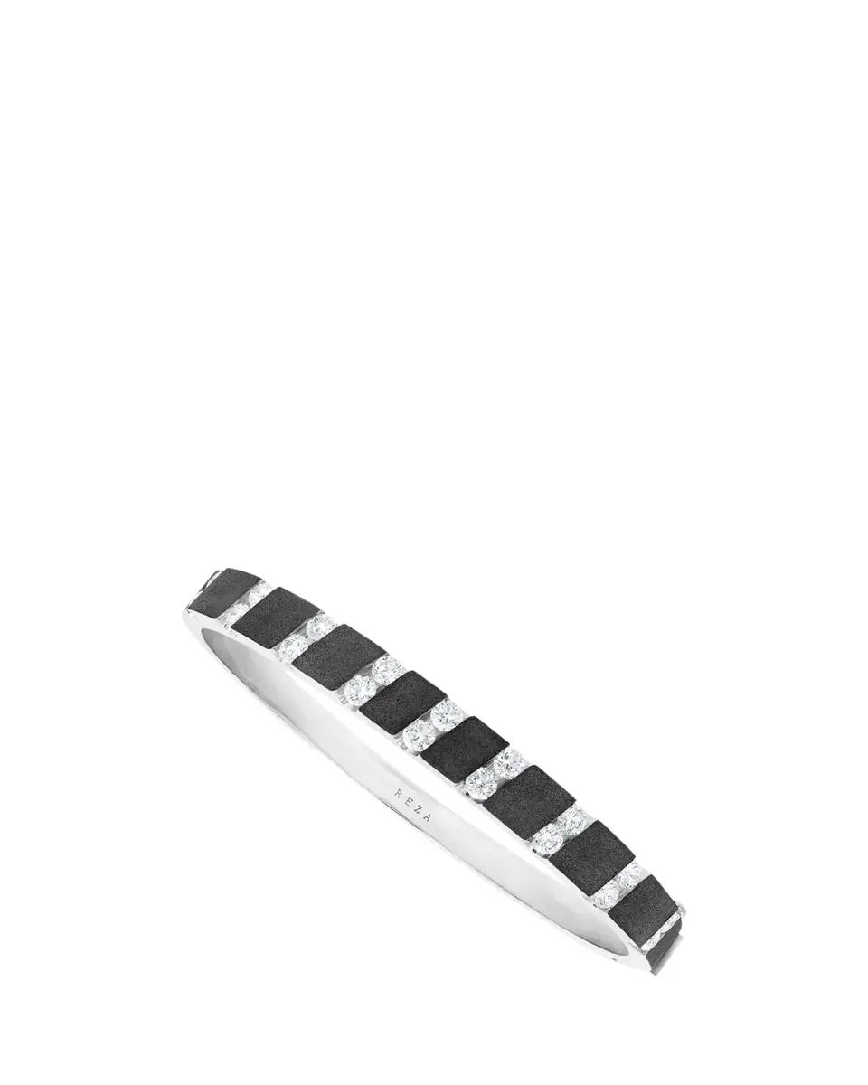 Reza Nexus Blackened 18K White Gold Alternating Diamond Bangle | Thumbnail 2 Reza Nexus Blackened 18K White Gold Alternating Diamond Bangle | Thumbnail 2