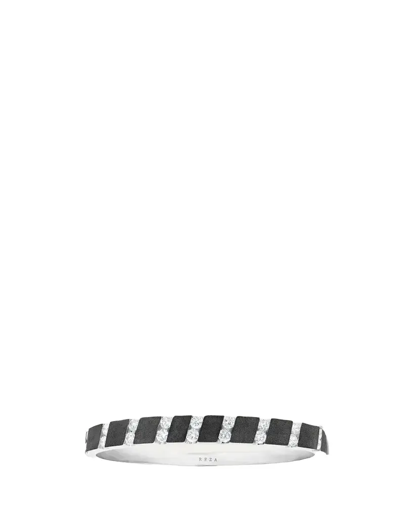 Reza Nexus Blackened 18K White Gold Alternating Diamond Bangle