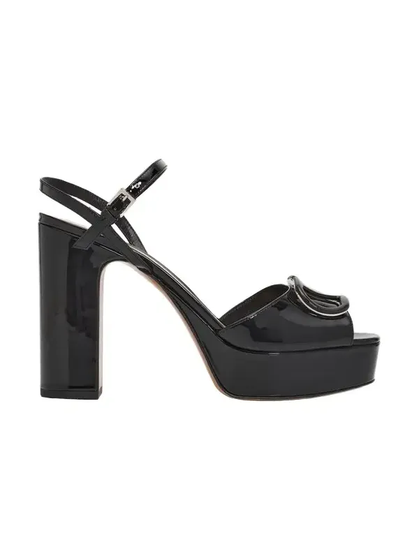 115mm VLogo Patent Leather Platform Sandals