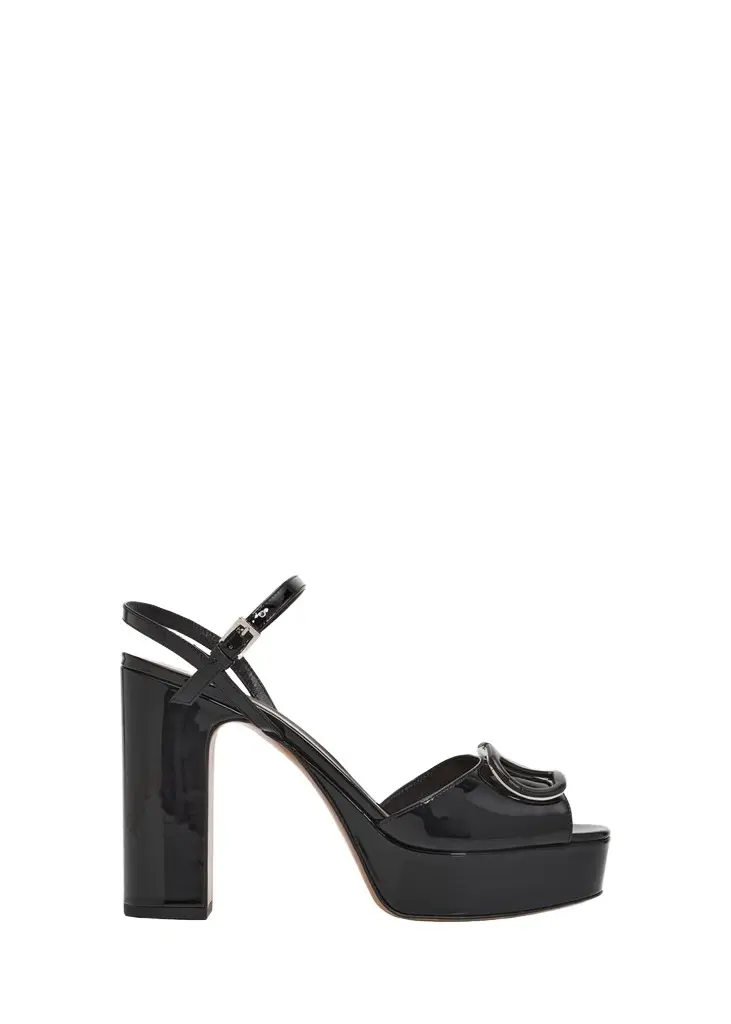 Valentino Garavani 115mm VLogo Patent Leather Platform Sandals