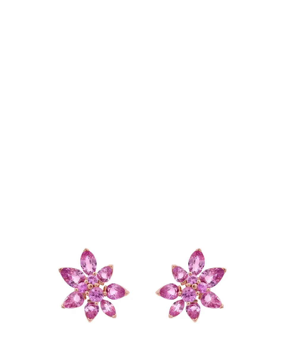 Reza Nature 18K Rose Gold Pink Sapphire Blossom Earrings | Thumbnail 2