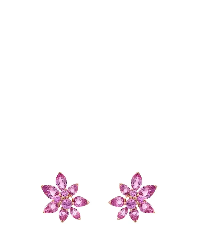 Nature 18K Rose Gold Pink Sapphire Blossom Earrings