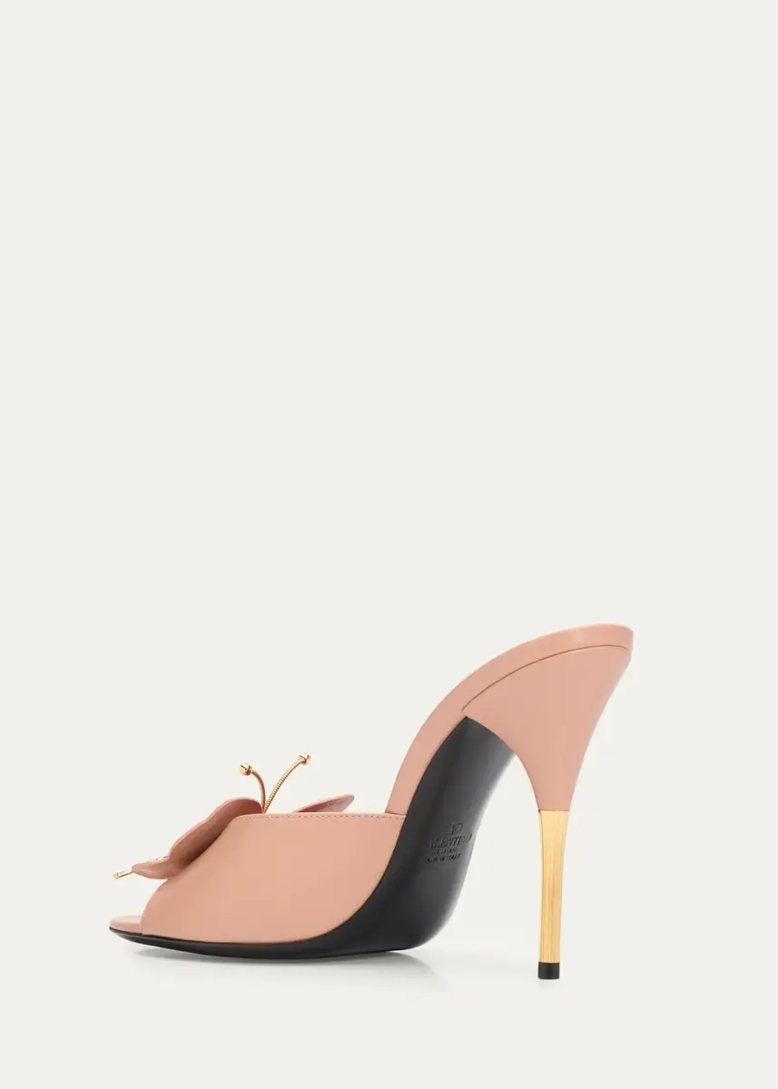 Valentino Garavani 105mm Flutterby Embellished Leather Slide Sandals | Thumbnail 4 Valentino Garavani 105mm Flutterby Embellished Leather Slide Sandals | Thumbnail 4