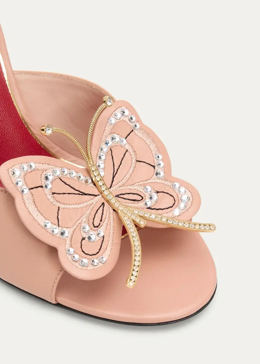 Valentino Garavani 105mm Flutterby Embellished Leather Slide Sandals | Thumbnail 5 Valentino Garavani 105mm Flutterby Embellished Leather Slide Sandals | Thumbnail 5