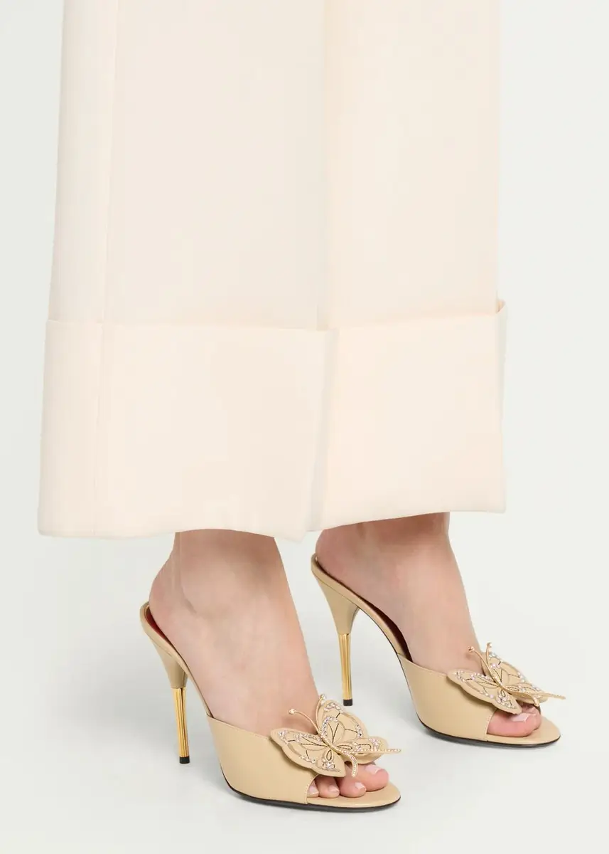 Valentino Garavani 105mm Flutterby Embellished Leather Slide Sandals | Thumbnail 7 Valentino Garavani 105mm Flutterby Embellished Leather Slide Sandals | Thumbnail 7