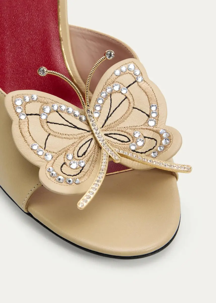 Valentino Garavani 105mm Flutterby Embellished Leather Slide Sandals | Thumbnail 10 Valentino Garavani 105mm Flutterby Embellished Leather Slide Sandals | Thumbnail 10